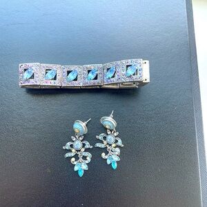 Sterling silver and blue zirconia bracelet and earrings